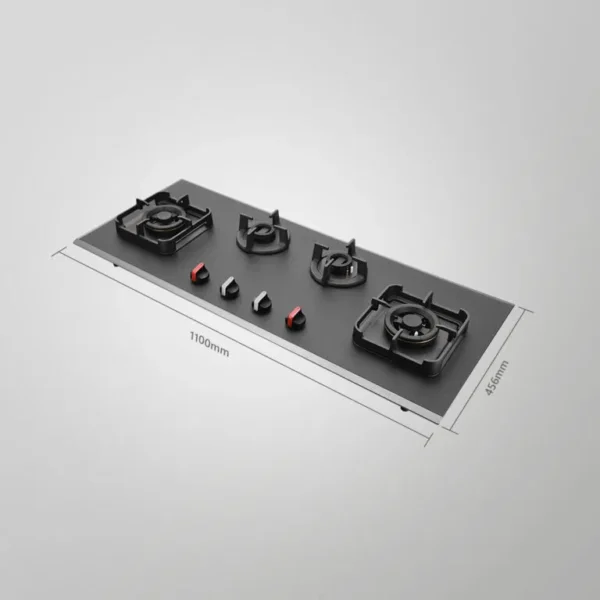 CRYSTAL NOIR 1104- 4 Burners Built-in Hob with Frosted Crystal Black Glass Finish - Image 3